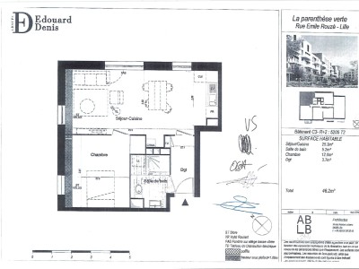 APPARTEMENT T2 - LILLE SUD - 46.2 m2 - LOUÉ