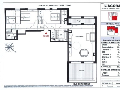 APPARTEMENT T4 NEUF - LILLE VAUBAN - 97 m2 - 578870 €